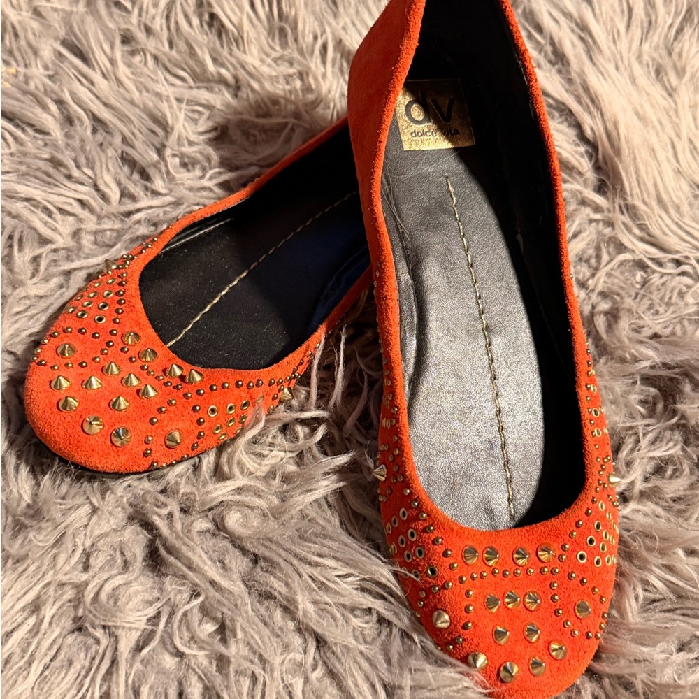 DV by Dolce Vita Orange Suede Studded Ballet Flats